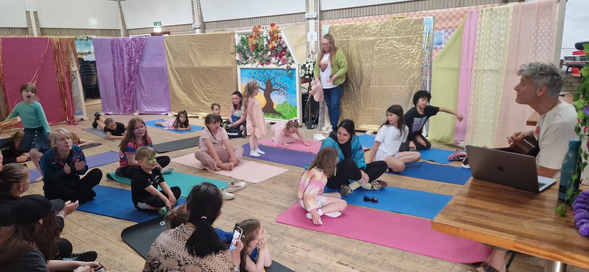 The calm relaxation station at the family disco.